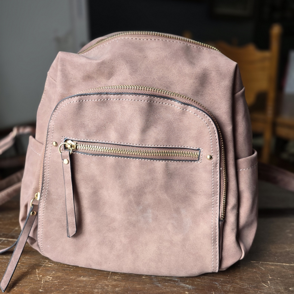Everyday Faux Suede Pink Backpack Tote